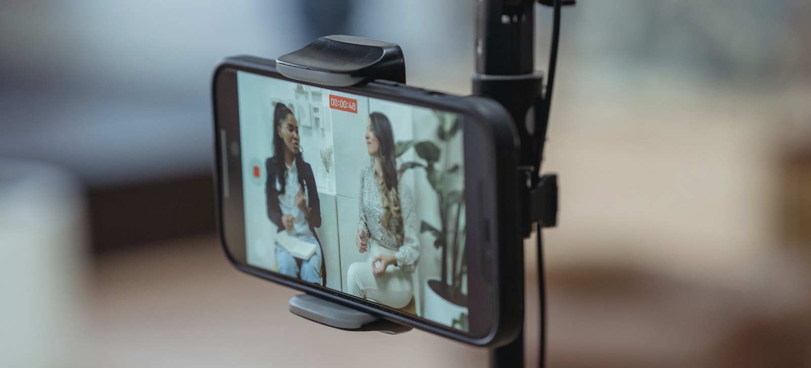 iPhone recording two women interviewing