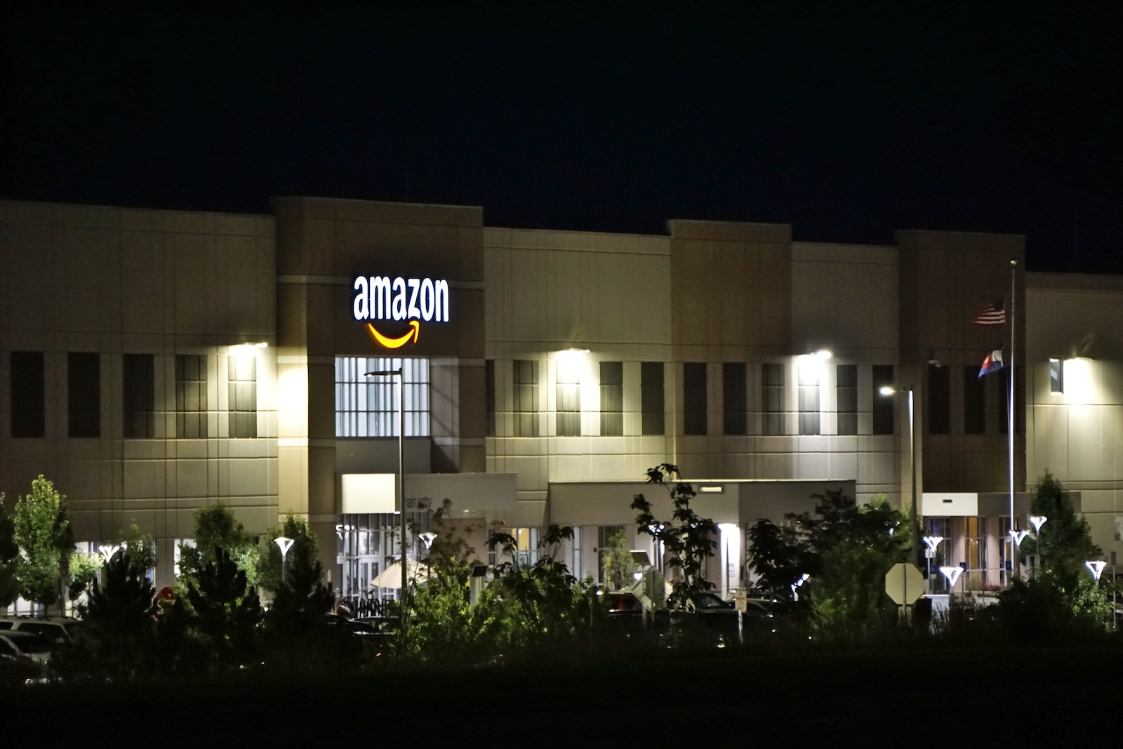 Amazon Building During Night Time