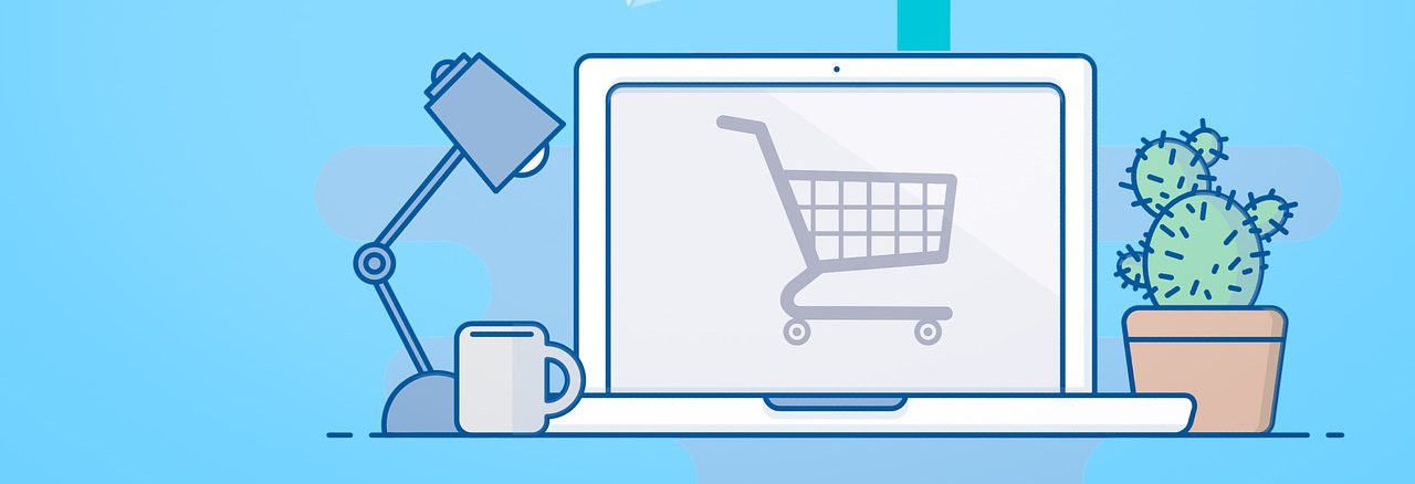 graphic of ecommerce website on laptop