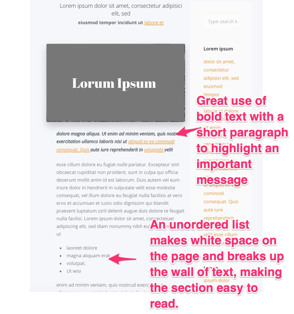 lorum ipsum rendered text